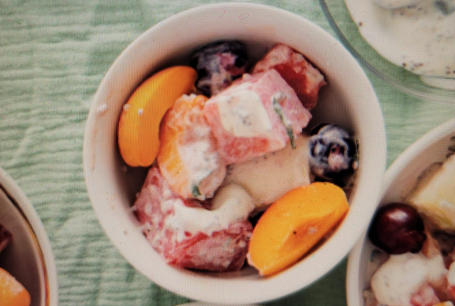 Fruit salad with yoghurt & lime dressing